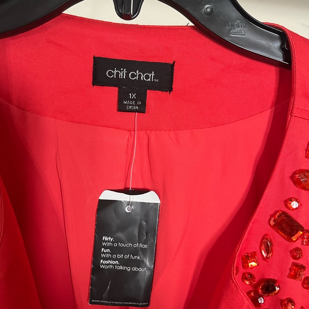 NWT Chit Chat Coral 1X Blazer